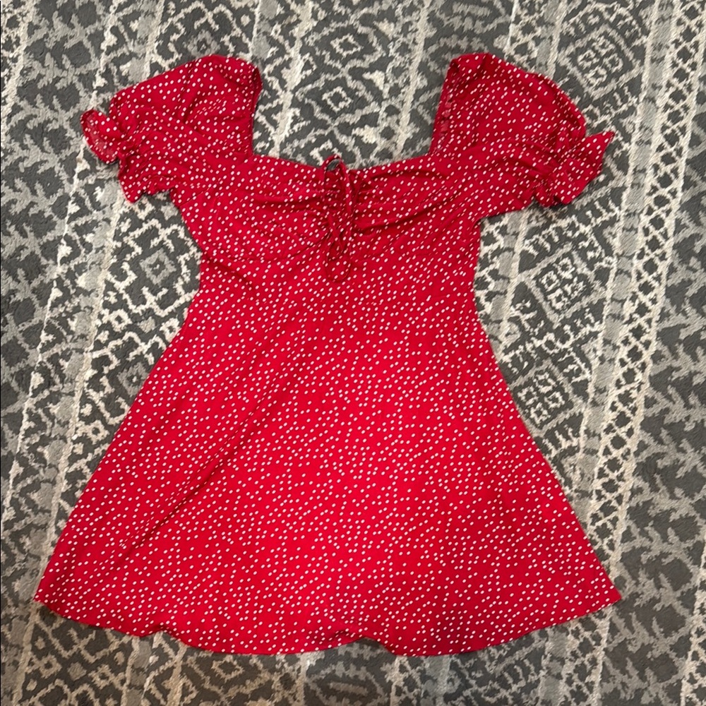 Red Polka Dot Off-Shoulder Dress